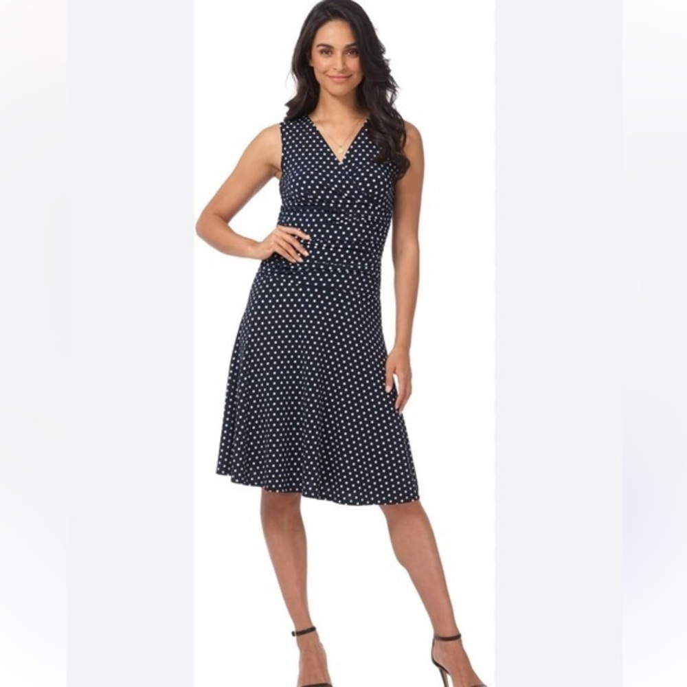Isaac Mizrahi Black and White Polka Dot Sleeveless A-Line Dress
